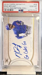 2018 Topps Definitive  - Kris Bryant auto #DCA-KB /25. GO CUBS GO inscription! - Picture 1 of 2