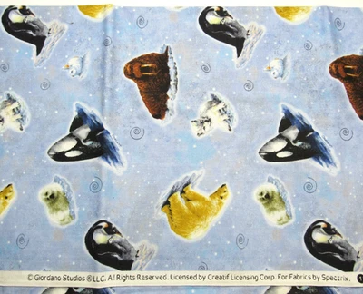 Artic Polar Animals 35"x44" Remnant Cotton Sew Quilt Craft Fabric Spectrix - Image 1 of 3