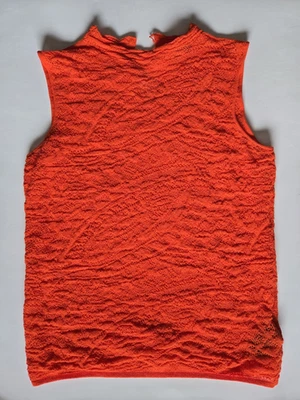 Camiseta sin mangas elástica sin mangas Lafayette 148 talla S tejida algodón naranja usada en excelente estado Foto 1 de 4