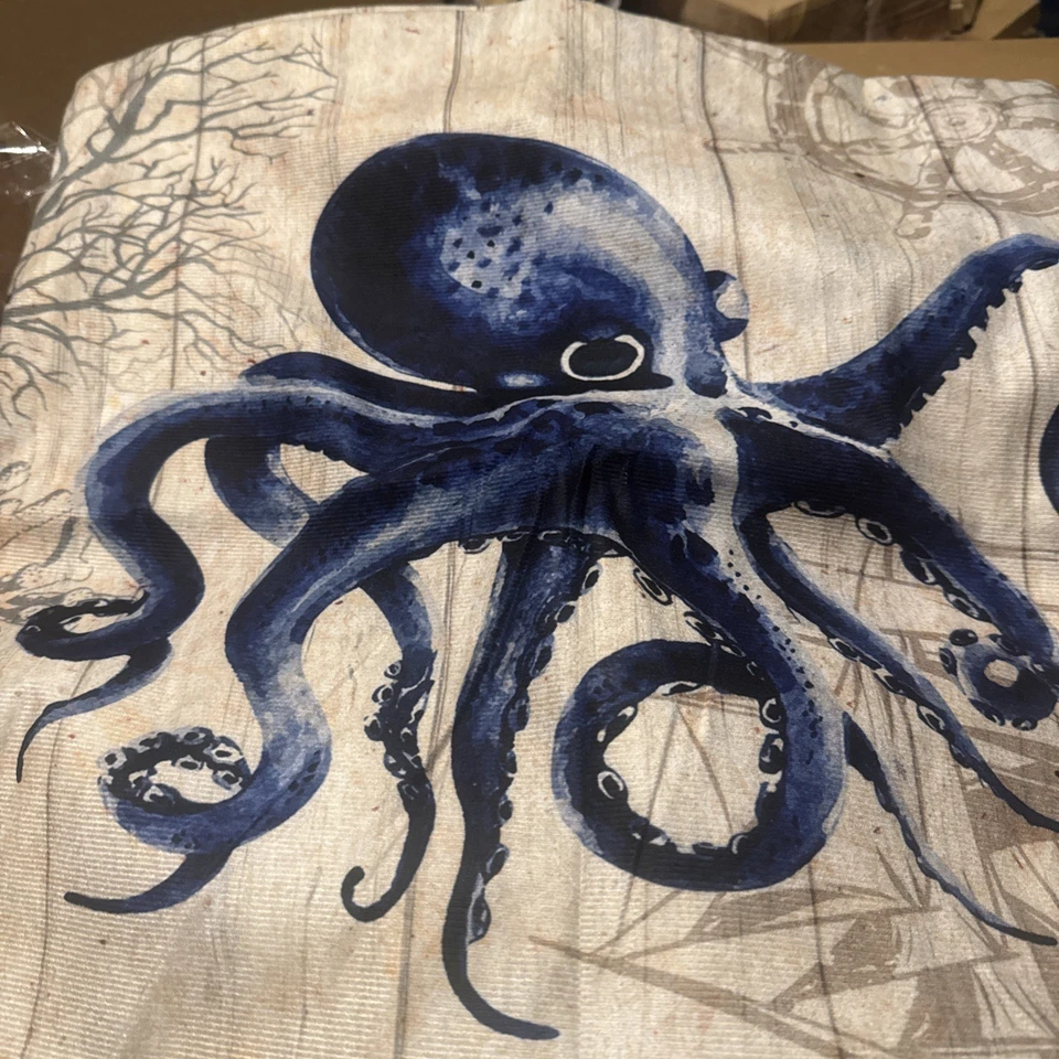 Juego de 4 fundas de almohada Octopus Ocean Beach náuticas costeras primavera verano Foto 1 de 1