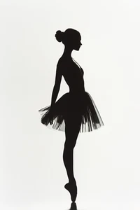 Canvas Art Black Silhouette Of A Ballerina In A Tutu Wall Picture Poster Print - Picture 1 of 22