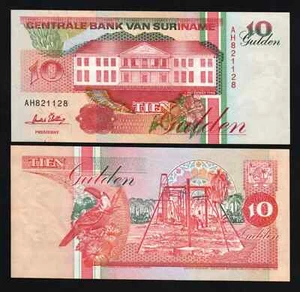 SURINAME 5 10 25 GULDEN P-136-138 1996-1998 x 3v Set Olympic Swimming UNC NOTE - Picture 1 of 6