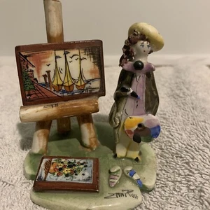 Lino Zampiva Italian Art Figurine - Street Artist Easel Signed 3" - Ships Flower - Picture 1 of 7
