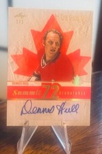 2022-23 LEAF IN THE GAME USED DENNIS HULL SUMMIT SIGNATURES Auto ONE of ONE 1/1!