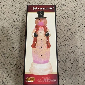 Cracker Barrel Just Chillin Snowman. Color Changing Glitter Lights Free Shipping - Picture 1 of 18
