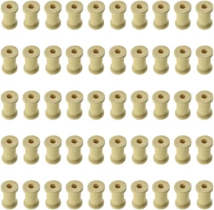 1Inch 50Pcs Natural Wood Spool Unfinished Wooden Empty Thread Spool Smooth Wire - Picture 1 of 6