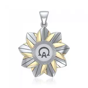 Alfa Omega 925 Colgante de Plata de Ley Fino Simbólico Joyería - Imagen 1 de 3