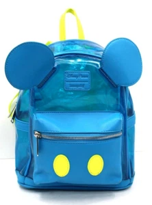 Disney Parks Loungefly Disneyland Neon Blue Clear Backpack Mickey Mouse - Picture 1 of 7