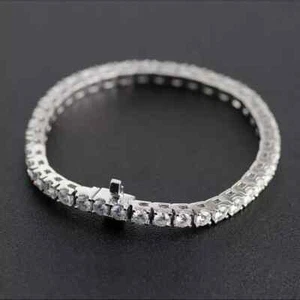 7" inch long Tennis Bracelet 7 Carat Round Cut Solid 14K White Gold For Women - Picture 1 of 4