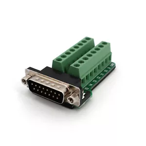 Connettore terminali scheda breakout spina 15 pin maschio 2 file D-SUB DB15 - Foto 1 di 6
