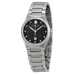 Reloj para mujer Victorinox 241512 Victoria tono plateado esfera negra fecha hecho en Suiza - Imagen 1 de 3