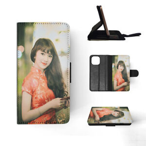 FLIP CASE FOR APPLE IPHONE|SEXY CUTE ASIAN GIRL IN RED DRESS