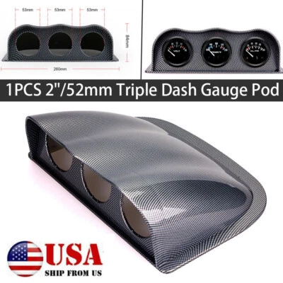 Universal 3 Hole Dash Gauge Meter Pod - 2'' 52mm  Mount Holder Triple Dashboard  Foto 1 de 4