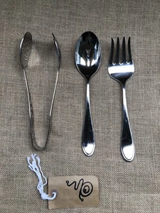 YAMAZAKI Serving SET Stainless Steel Flatware Solid Fork Spoon & Thong (Vietnam) - Picture 1 of 8