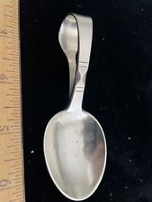 Arts & crafts Hallmarked Baby Spoon Bent handle DS  Jensen? Hand hammered c 1930