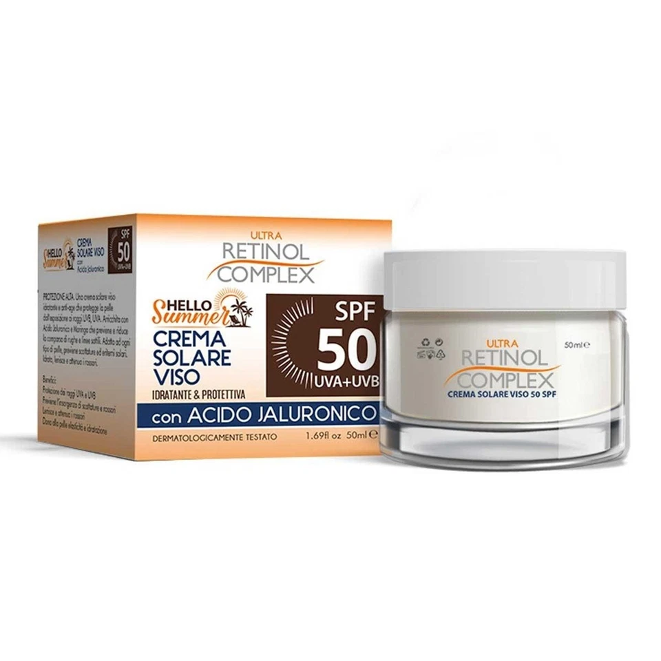 Crema Viso Solare  SPF 50 Retinol Complex Hello Summer 50ml Viso Protezione Alta - Immagine 1 di 1