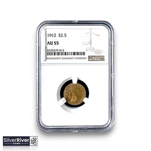 1912 Indian Head Quarter Eagle Gold 2 ½ Dollars (*Certified AU55 by NGC*) - Picture 1 of 4