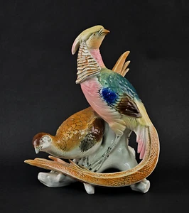 A-9440074-D Ens Porcelain Figure Pheasant Pair Blue Mill 27X32Cm - Picture 1 of 4