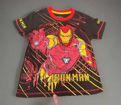 Rare Kids Marvel Iron Man Flip Mask T-Shirt 3D Graphic Black Red Yellow Kids XL - Image 1 of 4