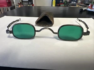 Gafas de sol antiguas de la década de 1860 con lente verde esmeralda - Era de la Guerra Civil - Imagen 1 de 20