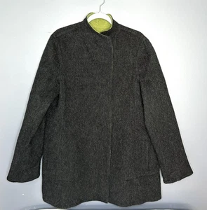 Beyond Threads Alpaca Coat Womens L Gray Green Reversible Wool Artsy Lagenlook - Picture 1 of 17