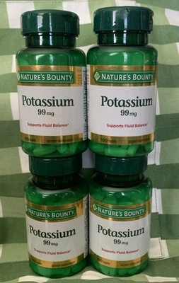 4 X  Nature's Bounty Potassium 99mg 100 Caplets each Exp 8/2026 - Image 1 of 4