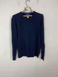 Maglione Alan Flusser uomo grande blu navy 100% cashmere maglia cavo pullover - Foto 1 di 10