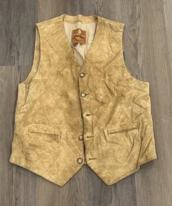 Territory Ahead Men's Large Suede Leather Vest Diamond Quilt w/ Cotton Lining - Picture 1 of 5