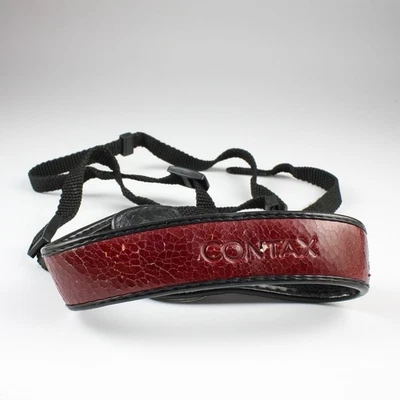 Contax - 1" de ancho cuero sintético borgoña + correa de cámara de nailon - 167/MT - agrietadas Foto 1 de 4