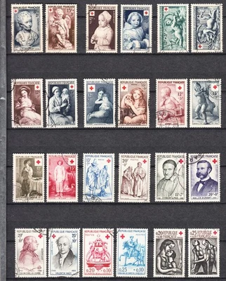 FRANCIA 1950-1961. YV. 876/1324. CRUZ ROJA. CONJUNTO DE 24 SELLOS. US. - Imagen 1 de 2