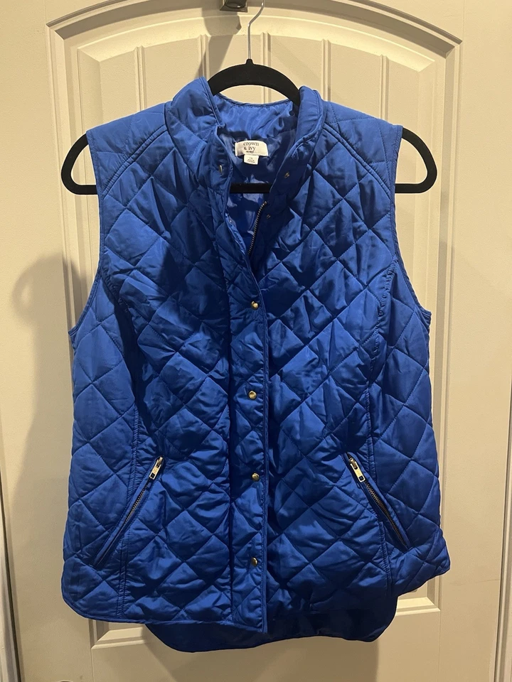 Chaqueta Chaleco Mujer XL Corona e Hiedra Azul Acolchado Cosido a Presión y Cremallera Foto 1 de 4