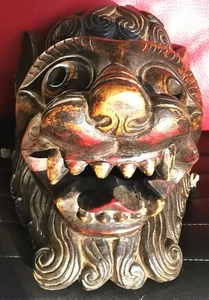 Terrific, powerful and very fine carved mask, Tibet around 1940. - Picture 1 of 12