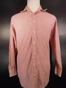 Beautiful Men's 16 33 Burberrys of London Red White Striped LS Button Shirt GUC - Picture 1 of 7