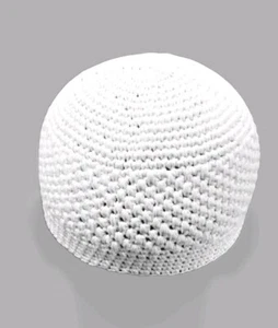 Mens Hat prayer topi mens Boy's mosque Islamic kufi madrasah hat skull cap white - Picture 1 of 3
