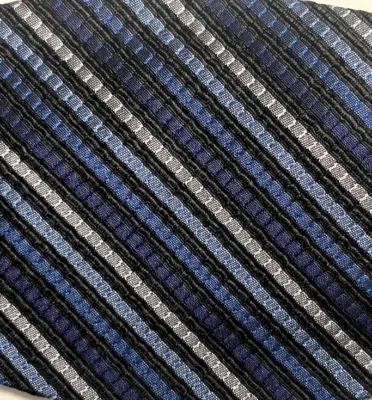 Bow Tie Men Silk Blue Silver Striped SELF TIE Bowtie - Image 1 of 4