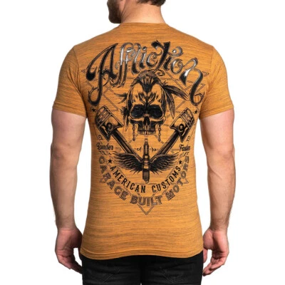 Affliction Clothing Biker Rockabilly T-Shirt - AC Sun Gasket Meliert Schädel - Bild 1 von 4