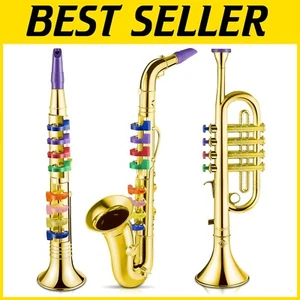 3-Piece Children's Musical Toy Set: Saxophone, Clarinet & Trumpet - Gift Ready - Picture 1 of 9