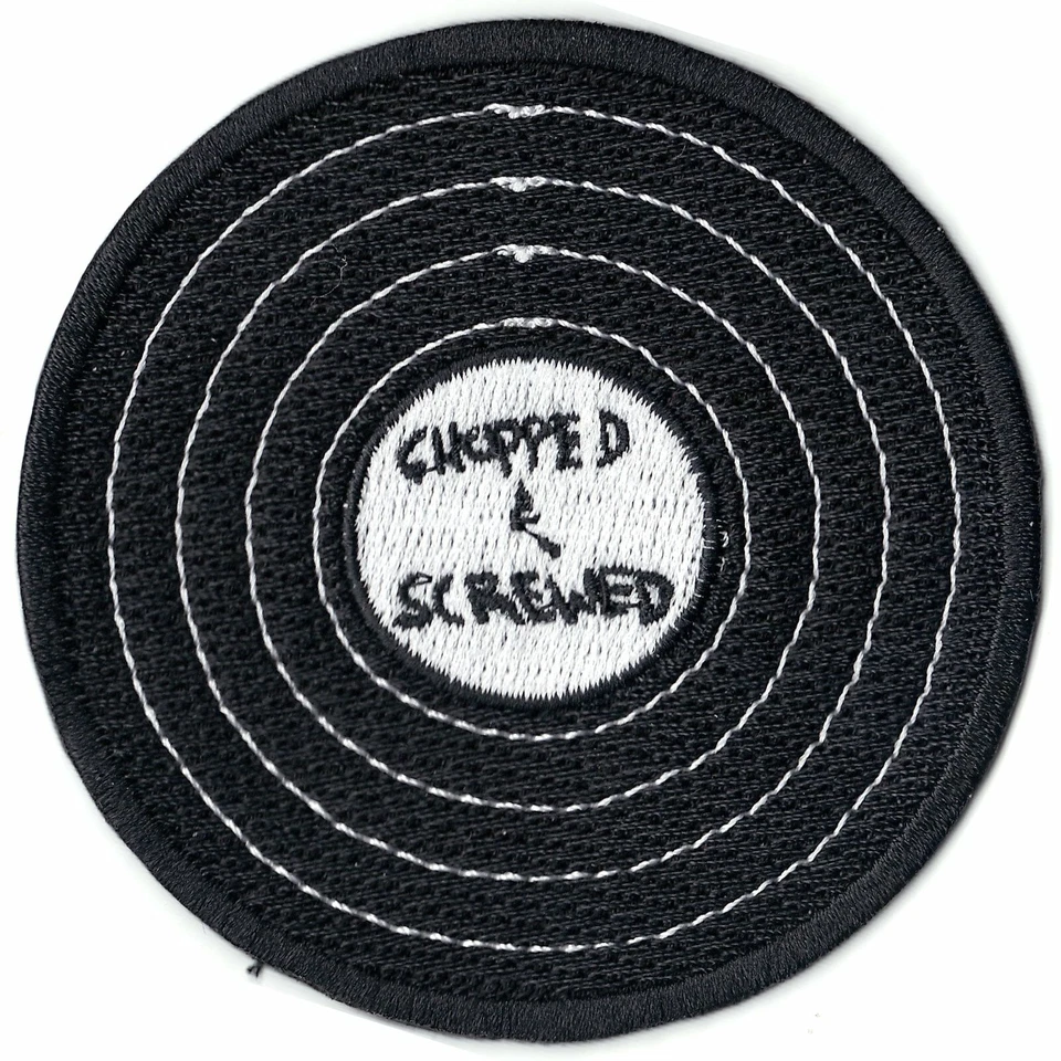 DJ Chopped and Screwed Houston Texas Vinyl Disk Iron On Embroidered Patch - Image 1 of 1