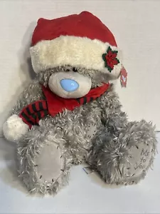 Me to You grauer Teddybär groß 15 Zoll blau Nasenaufnäher Santa Weihnachten - Bild 1 von 13