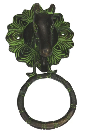 Horse Shape Antique Vintage Style Door Knocker Handmade Solid Brass Door Bell Cover