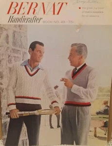 Bernat Handicrafter 1956 Book No. 49 Knitting Patterns for Mens Sweaters Vests - Picture 1 of 5