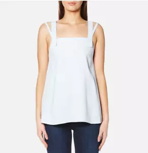 Top HELMUT LANG Crossback Pequeño Nuevo con Etiquetas Azul Aqua Pálido - Imagen 1 de 4