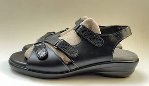 SAS Tripad Tabby Women's Black Leather Comfort Sandals Size 7 S (Slim) -W42 - Picture 1 of 11