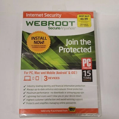 New Webroot SecureAnywhere Internet Security & Antivirus Windows & Mac 3 Devices - Image 1 of 4