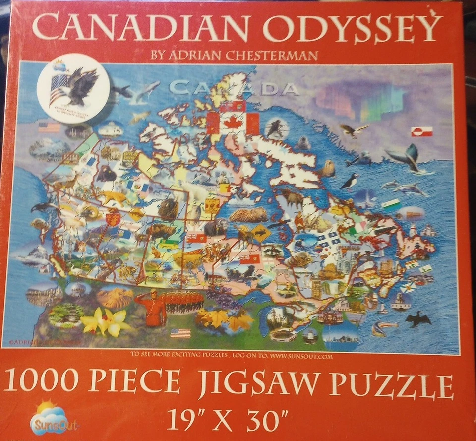 CANADIAN ODYSSEY CANADA MAP picture PUZZLE  1000pc. Sunsout 19x30 NOS m6 - Image 1 of 1