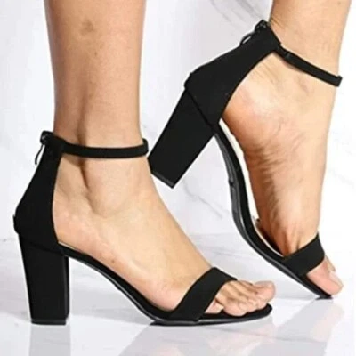 TOP Moda Womens Chunky Heel Party Ankle Strap with Zipper Black Size 8 - Image 1 of 3