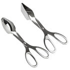 2Pcs Stainless Steel Party Camping Meat Scissors Shape Buffet Tong Home Kitchen