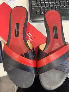 Neu im Karton Carolina Herrera authentische Damen-Pantoletten marineblau schwarz/rot Größe 38 - Bild 1 von 7