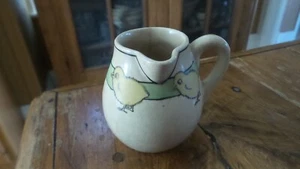 Antique ROSEVILLE POTTERY CHILDREN'S CREAMER Yellow Chicks, Off Center handle - Picture 1 of 4