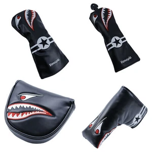 Black Stealth Magnetic Shark Golf Putter Club Headcover Mallet Head Cover - Picture 1 of 17